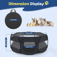 Small Animals Playpen, Waterproof Pet Tent with Zippered Top - Black - image 2