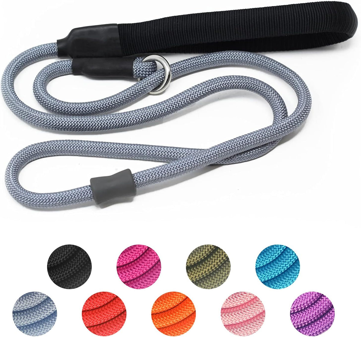 Strong Slip Rope Dog Training Leash - 1/2" x 4ft / Grey