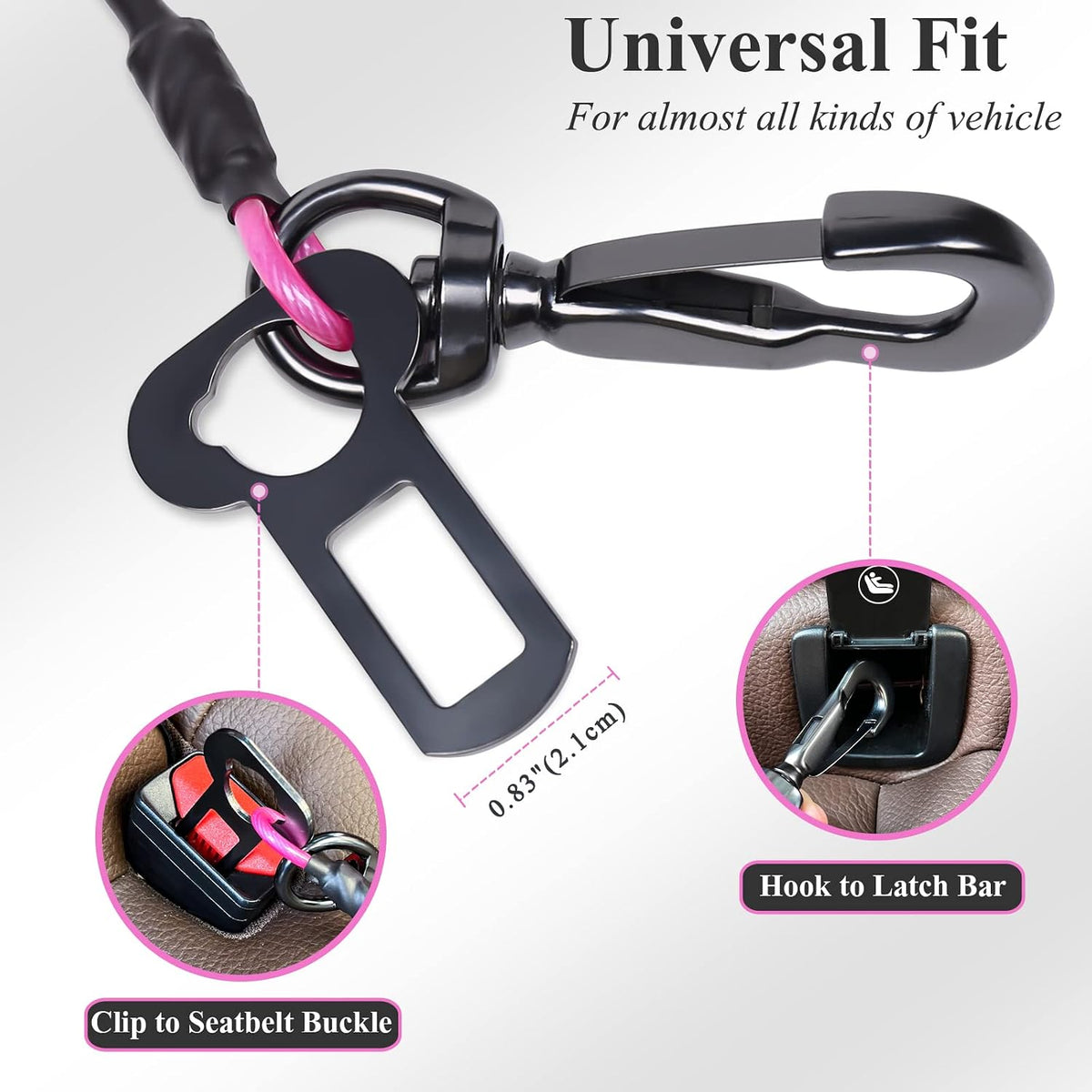 VIVAGLORY Dog Seatbelt Tuffbelt Dog Car Harness, XS - 37 Inch / Pink - image 3