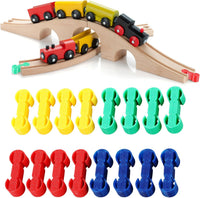 Hanaive 20 pack wooden train track connectors, dog bone shaped adapters