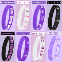 JUNEBRUSHS 64pcs Halloween Party Favors Silicone Bracelets Rubber - Purple Ribbon Awareness Style - image 3
