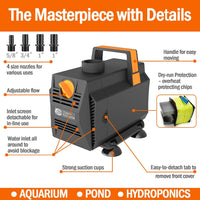AquaMiracle 600GPH Aquarium Water Pumps Fountain Pump Pond Pump - 880GPH - image 4