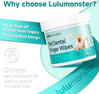 Pet Dental Finger Wipes for Dogs & Cats, Dog Teeth Cleaning Wipes Tooth Brushing Kit by Remove Plaque and Tartar & Freshens Breath Buildup No-Rinse Dog Finger Toothbrush