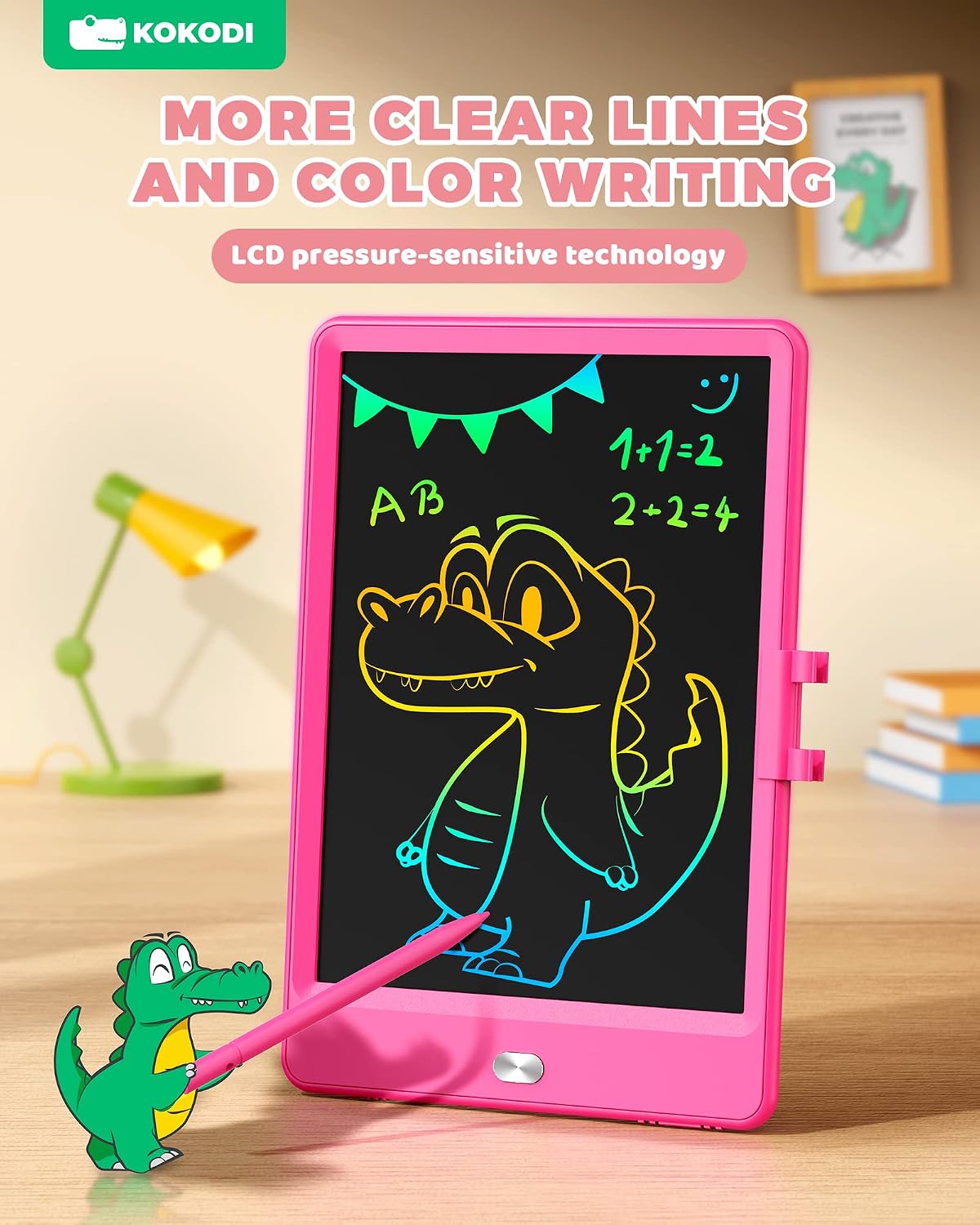 KOKODI LCD Writing Tablet 8.5-Inch Colorful Doodle Board - Rose Red - image 4