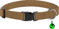 Breakaway Cat Collar Leather with Removable Bell - 13 Colors Available - Soft Adjustable Girl Boy Safety Lightweight Pet Kitten Collars Pink Brown Blue Green Red Orange Black (Brown)