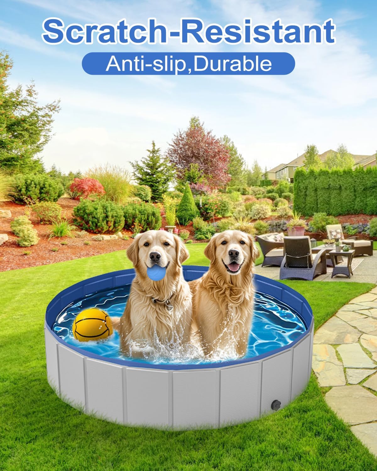 Dog Pool for Large Dogs, Plastic Pool for Dogs - L - 47.2'' x 12'' - image 3