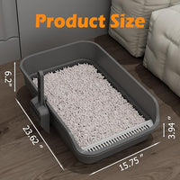 Extea Large Cat Litter Box with High Sides,Cat Boxes for Indoor Cats,Cat Litter Pan for Kitty,Litter Box with Low Entry,Easy to Clean,Anti-Splashing,23.6" x15.7" x6.2" (Grey)