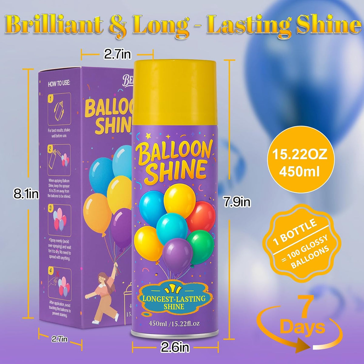 Balloon Shine Spray for Party : 15 oz Balloons Spray Silicone – Fun for Kids & Family - 4 Pack - image 4