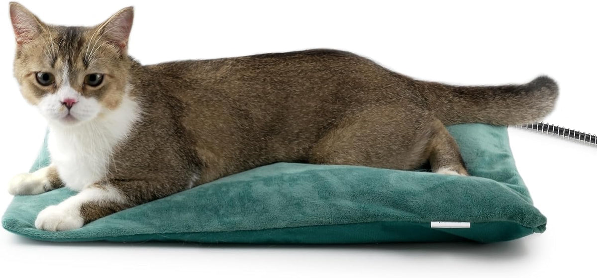 Outdoor Cat Heating Pad, 15.7" x 11.8", 30W, Grey – Essentials for Cats - Green / 19.7"L x 15.7"W