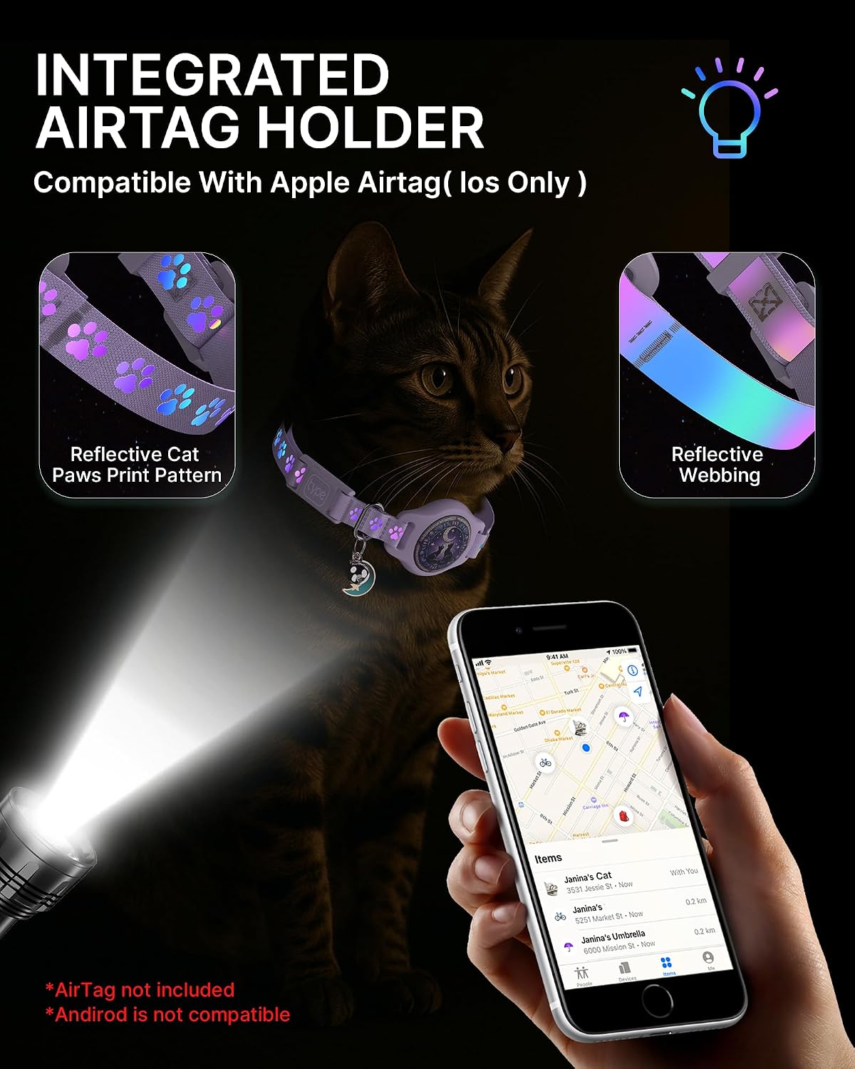 AirTag Cat Collar Breakaway - Purple - image 2