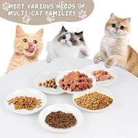 6 Pack Cat Food Bowl, Ceramic Cat Bowls, Anti Whisker Fatigue Cats Bowl Set,5.5 Inches Shallow Wide Kitten Plates for Food and Water (Cat's Paw+Fishbone)