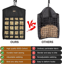 Hay Bags for Horses,3 Packs Slow Feed Hay Bags for Goats,Sheep,Donkey,Premium Oxford Hay Feed Bags with Front Hay Nets Design, Easy to Fill and Hang with Large Opening (3 Black)