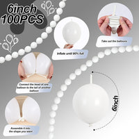 Pearl White Linking Balloons for Wedding Bride Shower Mermaid Party - White / 6 inch - image 2