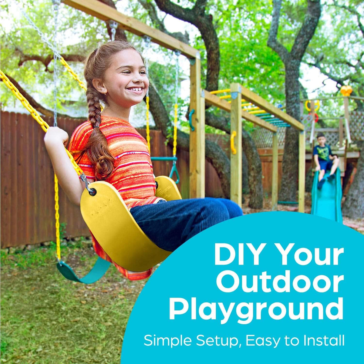 Jungle Gym Kingdom Swing Sets for Backyard - Yellow - image 4