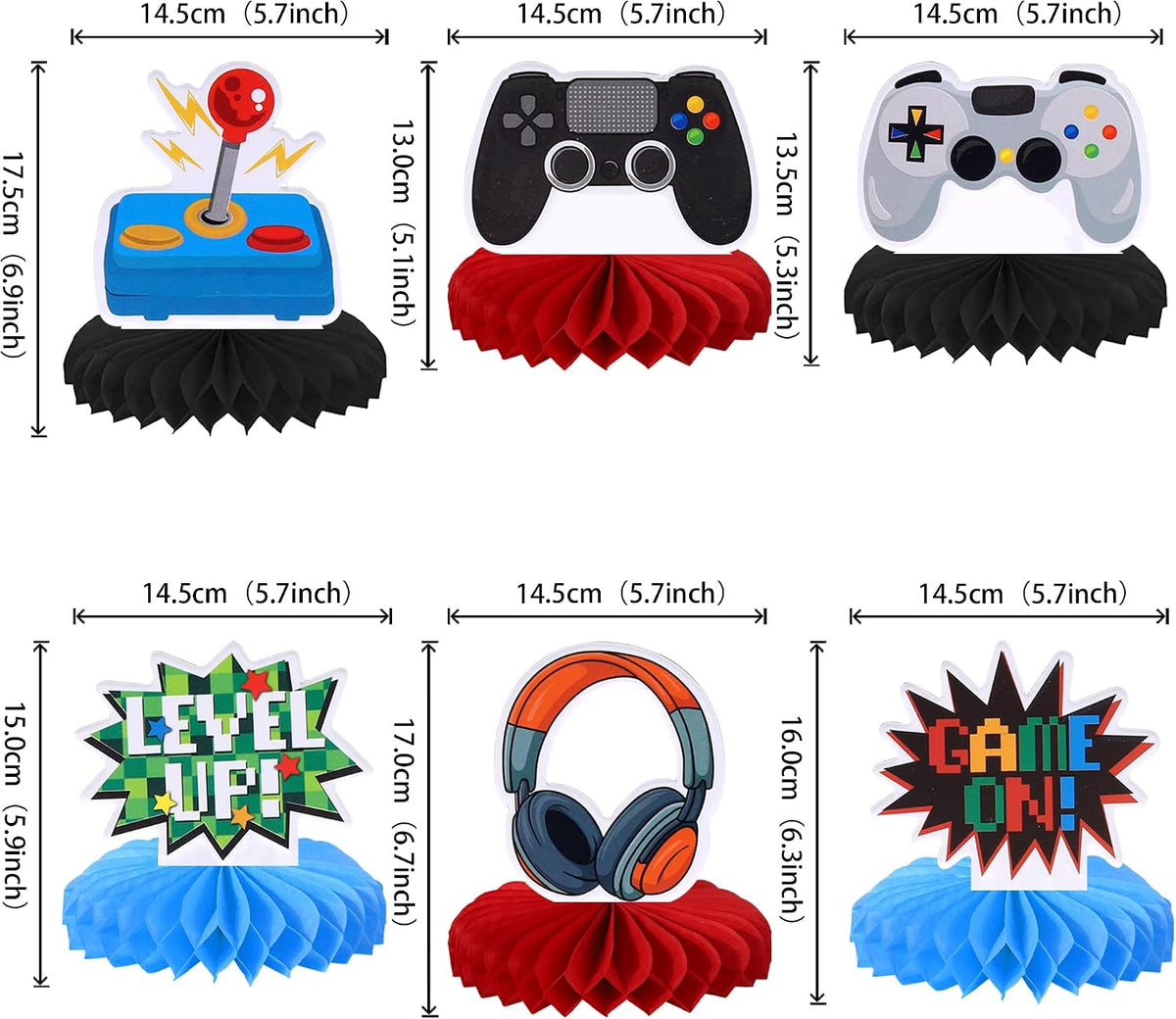 6 PCS Video Game Honeycomb Table Centerpiece Game On Controllers - image 2