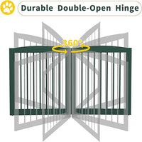 Freestanding Pet Gate for Dogs, Foldable Wooden Dog Gate for House, Extra Wide Indoor Pet Barrier for Stair, Doorway, Hall, Support Feet Included, 120 Inch Wide, 6 Panels 24",Green