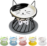 Set of 4 Elevated Ceramic Cat Bowls, Assorted Colors – Essentials for Cats - Black