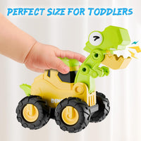 iPlay, iLearn toddler dinosaur truck toys, press and go construction race cars - view 4