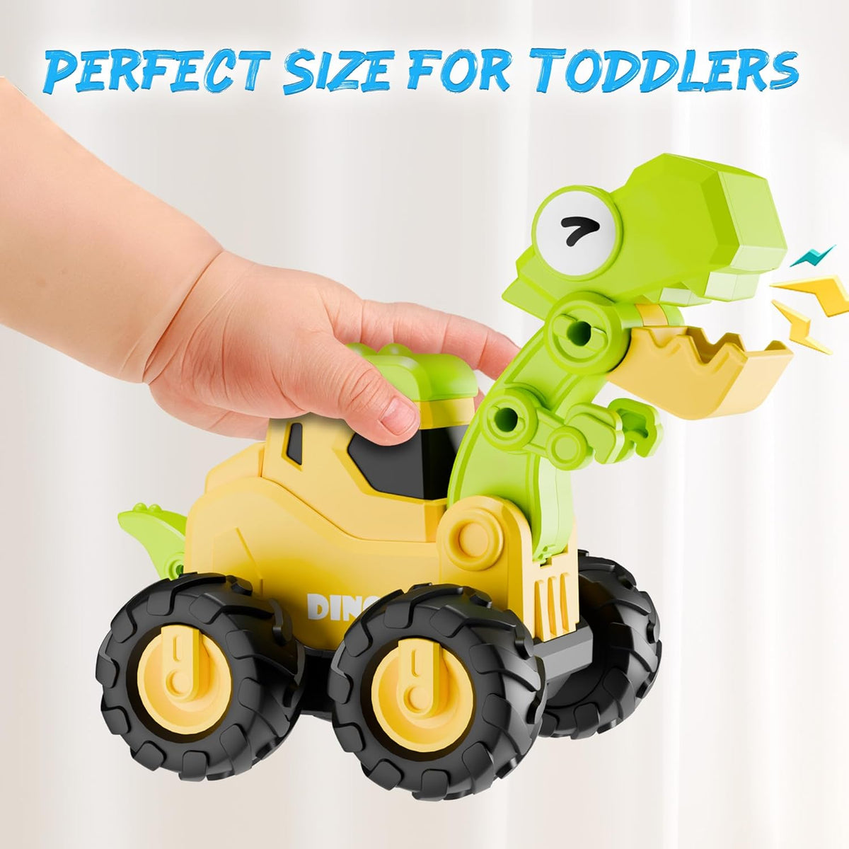 iPlay, iLearn toddler dinosaur truck toys, press and go construction race cars - view 4