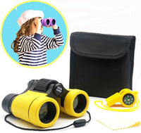 Kids Binoculars Ages 3-12 with Compass & Whistle – Fun for Kids & Family - Yellow