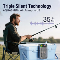 Live Bait Aerator,Ultra-Long Battery Life,Rechargeable Aquarium Air Pump 4w/64GPH(3000mAh Dual Hole) IPX4 Magnetic Charging Design,Suitable for Fishing Enthusiasts,with Hose and Stone