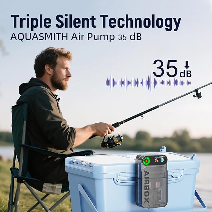 Live Bait Aerator,Ultra-Long Battery Life,Rechargeable Aquarium Air Pump 4w/64GPH(3000mAh Dual Hole) IPX4 Magnetic Charging Design,Suitable for Fishing Enthusiasts,with Hose and Stone