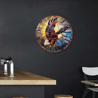 Lygond Metal Sign Tin Sign Circular Stained Glass Eagle Kitty Decor For Pet 8×8 Inches