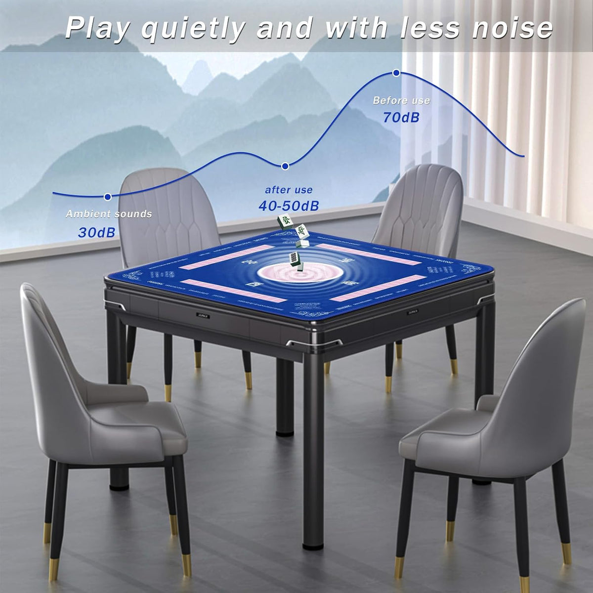 2F22E Mahjong Mat for Table 32.4" x 32.4" - Blue - image 4