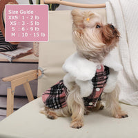 Dog Sweater with Leash Set D Ring Plaid Fleece Dog Clothes for Small - X-Small (Chest 13in ) / Pink with Leash - image 3