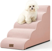 Dog Stairs for High Bed 22.6" H, Small Dog Step for Puppy, Older or Cat, Curved Ramp for Car, Ladder with High Density Foam, Lightweight, Durable, 15.7x33x22.6 inch, 5 Step, Pink