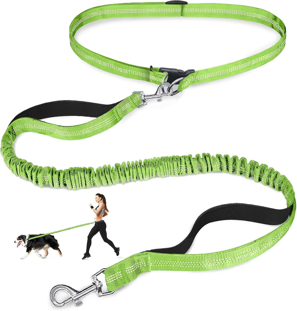 Laqibak Hands Free Dog Leash, Adjustable Waist Leash for Dog - Green