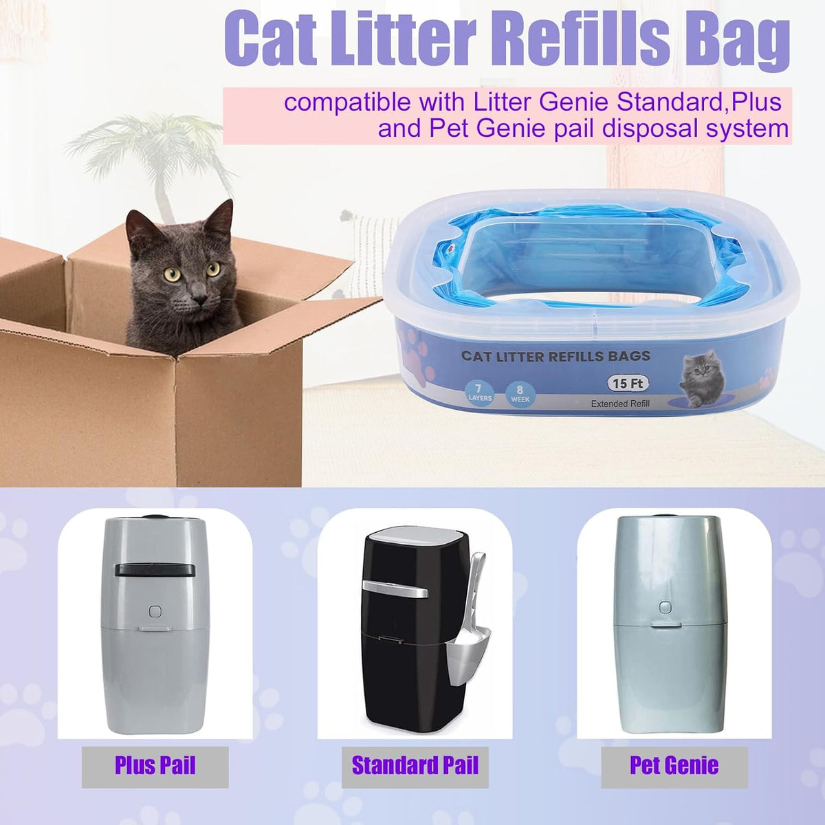 10 Pack Cat Litter Refill Bags Compatible with Your Litter Refill - Blue - image 3