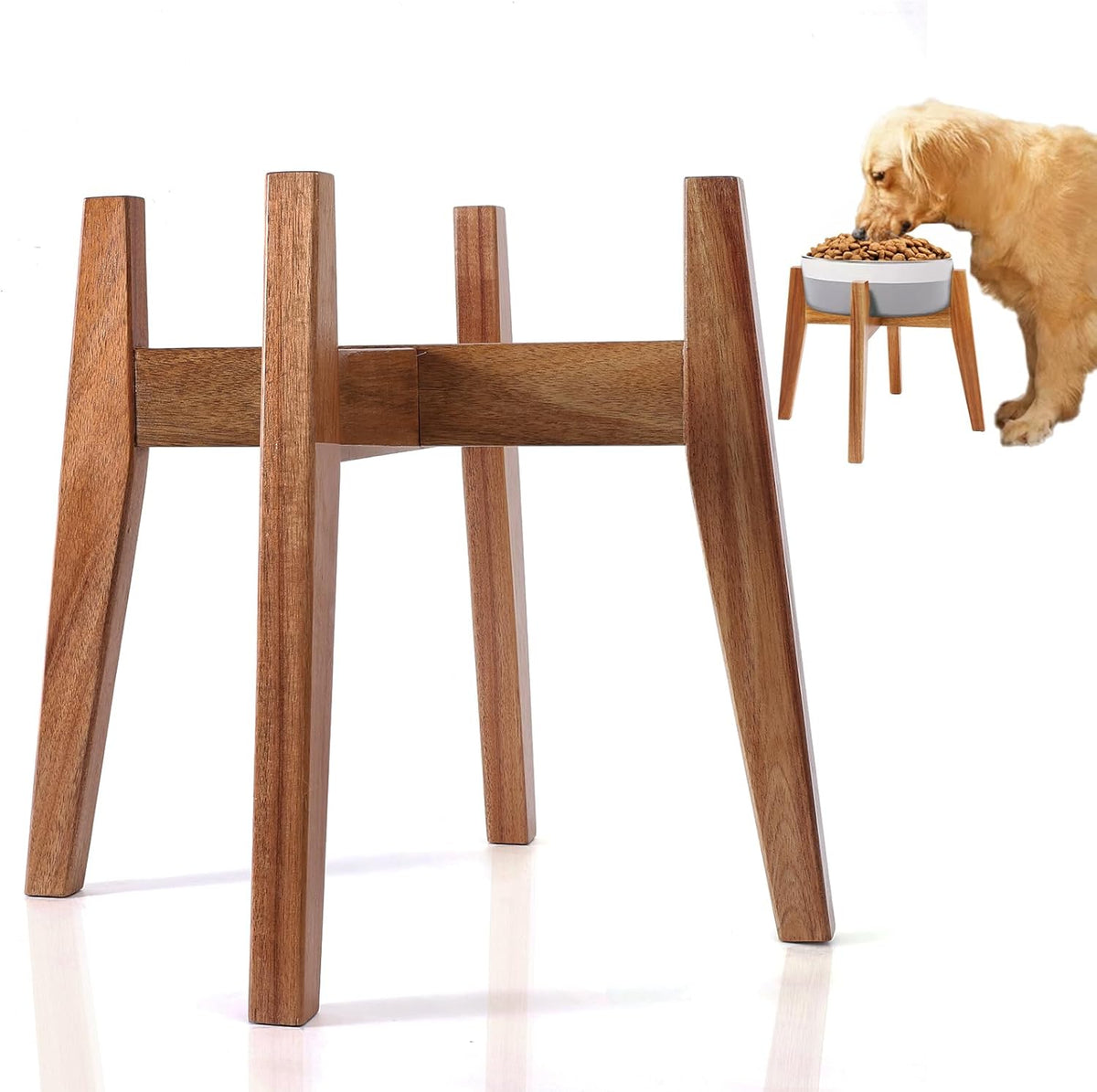 Raised Wooden Dog Bowl Stand for Large Dogs, Fits 9 Inch Bowls – Essentials for Dogs - XLarge - 1 Pack