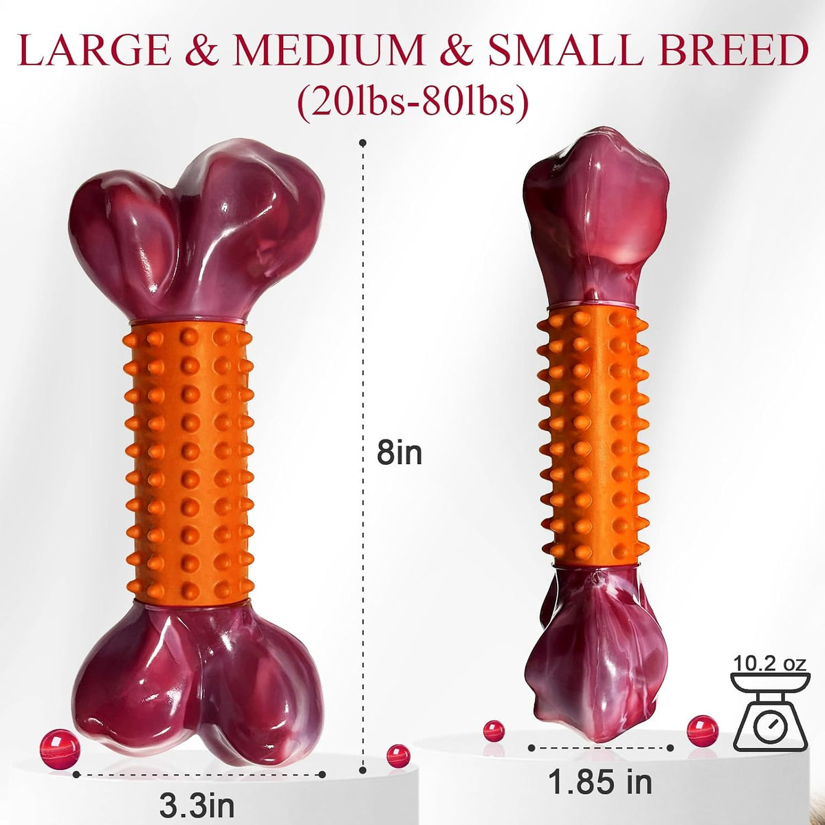 Tough Dog Toys for Aggressive Chewers: Beef Flavored Long Lasting Dog - 1 PC-Peanut Butter-Orange - image 4