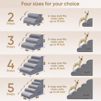 PAWSCRAT 4-Step Pet Stairs for High Beds & Sofas - LightGrey / 4-step 19.6"H - image 2