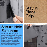 GORILLA GRIP Dog Enclosure Crate Cover Kennel Cage Topper 42in - Gray Black Paw / 42" X 28" X 30" - image 3
