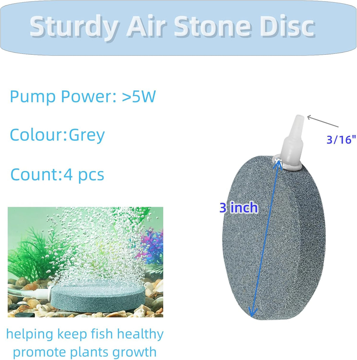 AQUANEAT Air Stone Disc, Aerator Bubble Diffuser - 3 inch - image 3