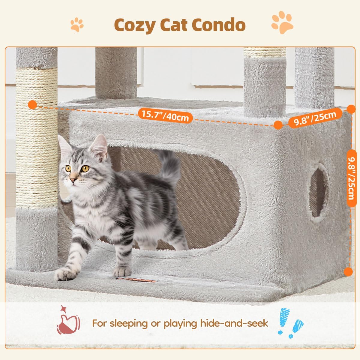 Taoqimiao Cat Tree, Suitable for Kittens - Light Gray / 38.5 Inches - image 3