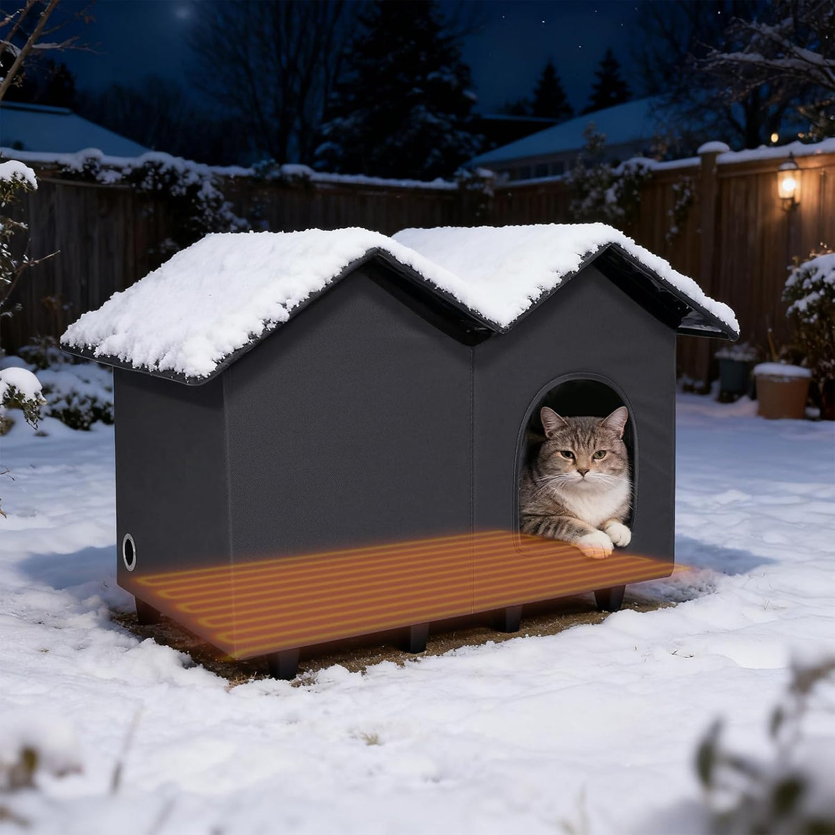 NAMOTEK Elevated Heated Cat Houses for Indoor/Outdoor Cats - L(23" x 13" x 17")