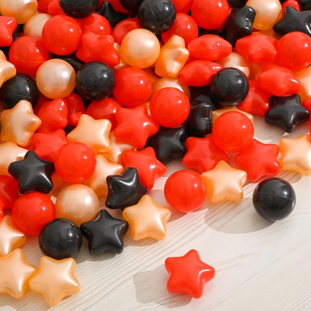 Star Ball Pit Balls for Toddlers, Ball Pool Play Tent - Red Black Gold / 100 - image 2