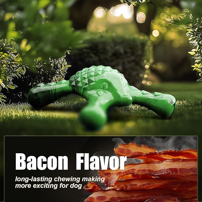 Dog Toys for Small Dogs, Nylon Indestructible Dog Toy for Small Dogs, Hedgehog Puppy Chew Toys with Bacon Flavor,Long Lasting, Puppy Teething Toys, Green