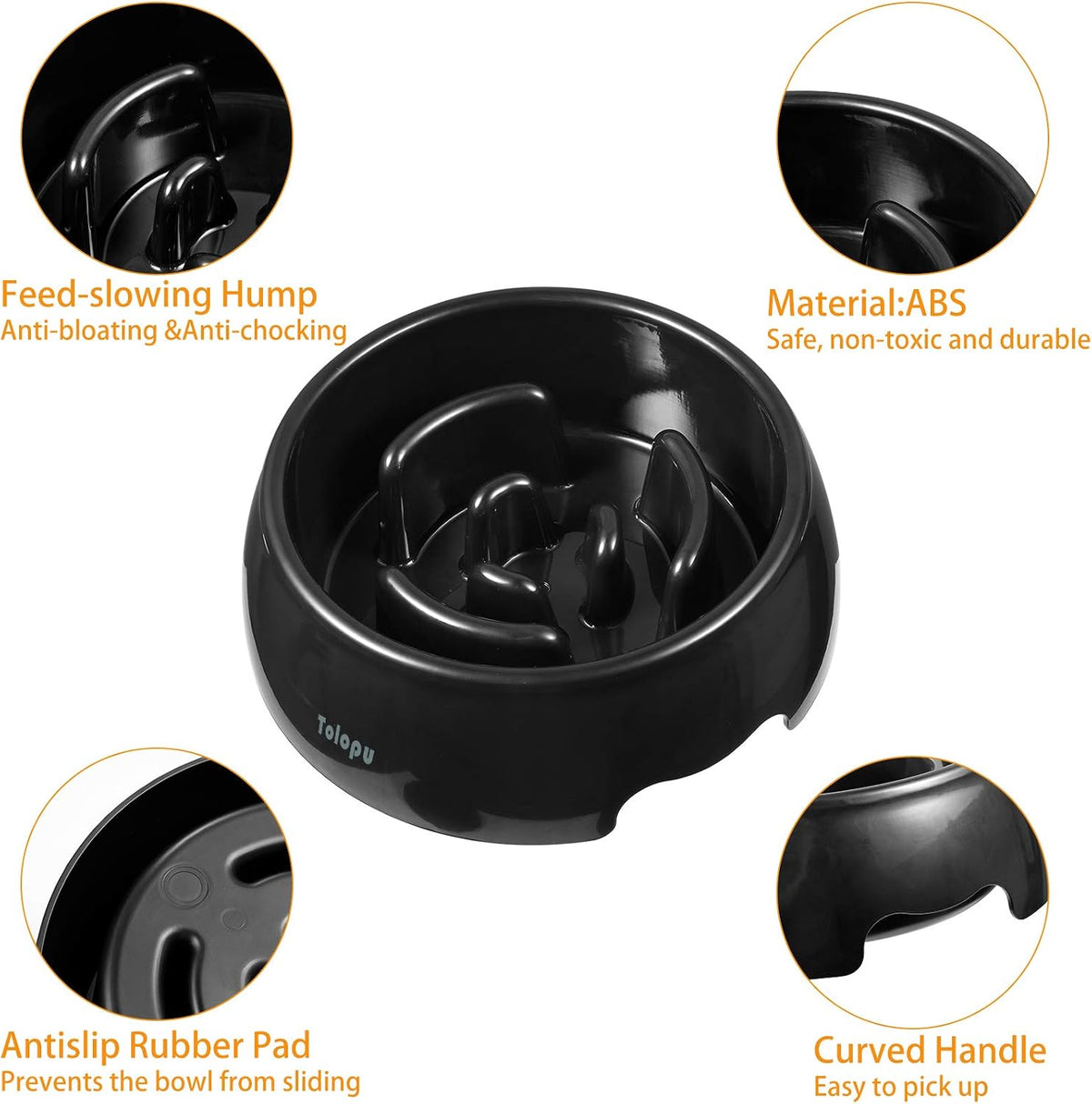 Extra-Large Durable ABS Large Slow Feeder Dog Bowls Stop Bloat Bowl - Round-L / Large - image 3
