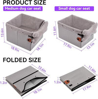 Dog Car Seats for Small Medium Dogs,PU Leather Car Seat Boosters,Foldable Puppy Cat Carseats (Grey, Medium Dog)