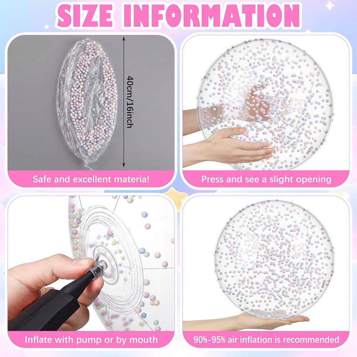 Civaner 10 Pcs Inflatable Glitter Beach Balls 16 Inch - Colorful / Foam - image 2