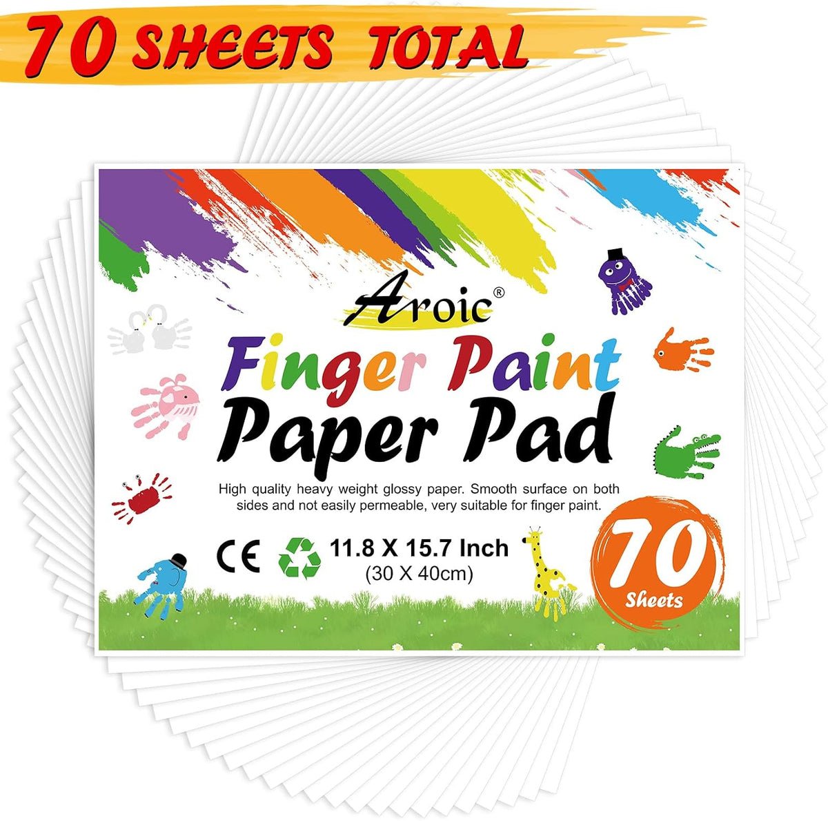 AROIC 8PCS Washable Finger Paint, Non-Toxic Finger Paints – Fun for Kids & Family - 70 Sheets (Paint Paper) - image 4