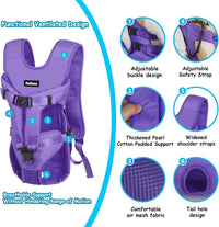 Pet Front Dog Carrier Backpacks, Adjustable Pet Backpack - Purple / Medium - image 2