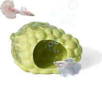 Pink Aquarium Decor Ceramic Cute Strawberry Betta Fish Tank Cave – Essentials for Fish - Grape-green / Grape
