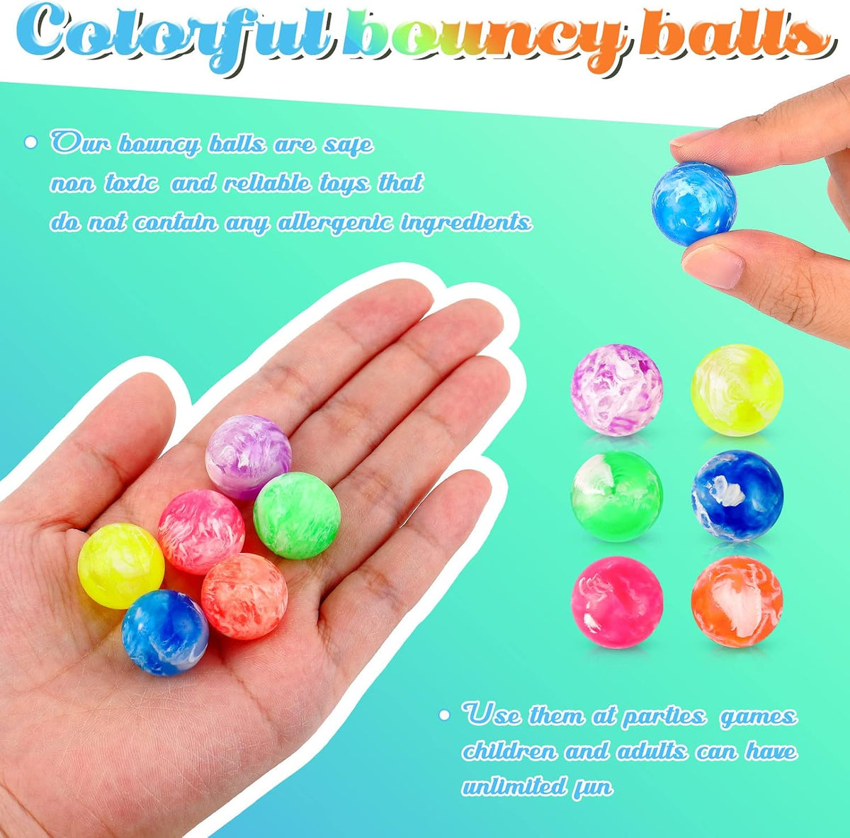 Sumind 100 Pcs 0.78 Inch Kids Small Bouncy Balls Bulk for Party Favor - 0.98 inch / 500 - image 3