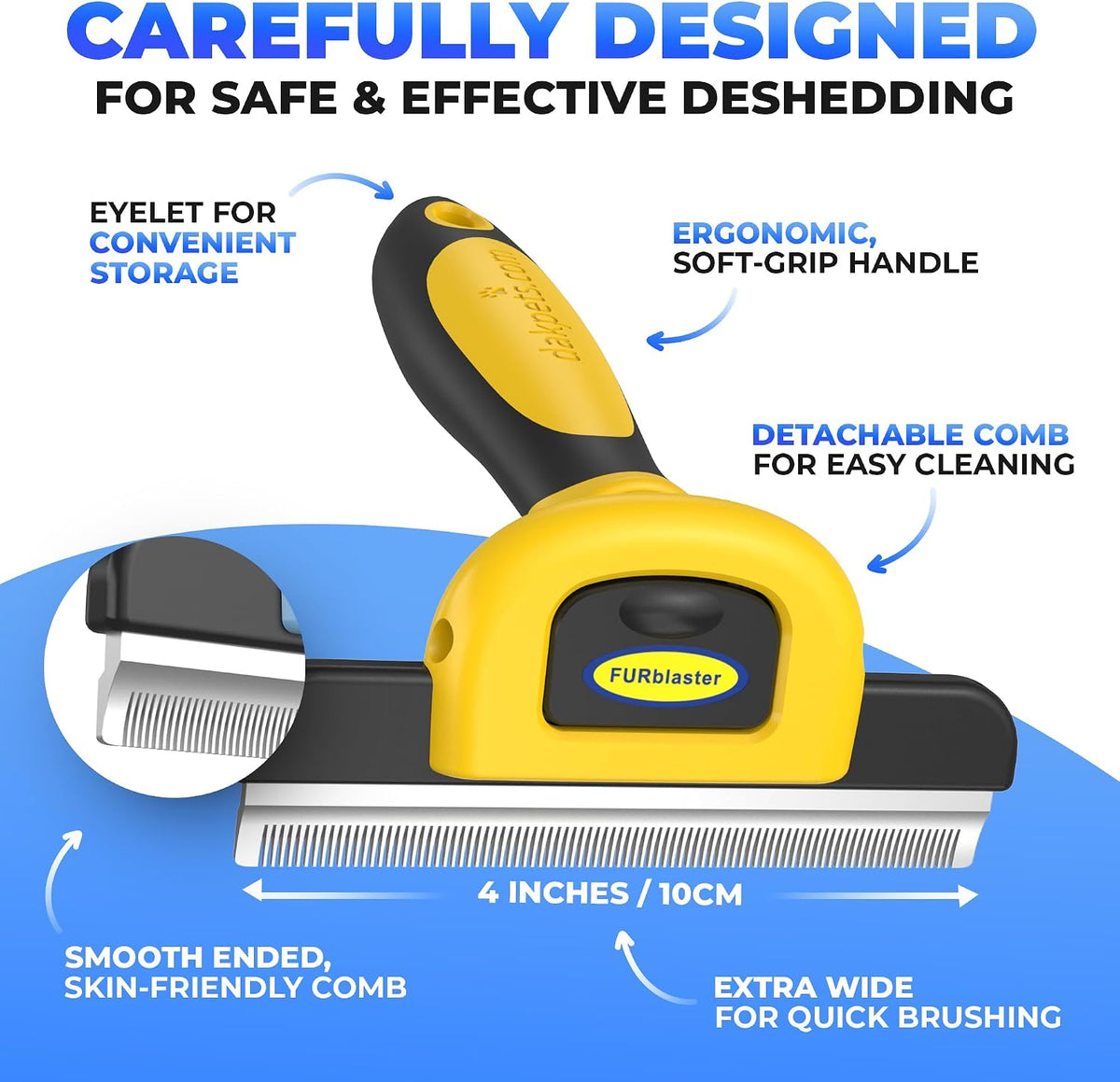 DakPets Stainless Steel Deshedding and Dematting Tool - Yellow - image 3