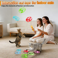 Cat Toy Disc Launcher, Rechargeable Interactive Cat Fetch Toy Launcher with 8 Flying Discs, Flying - Yellow+White - image 4